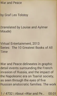 War and Peace by Leo Tolstoy android App screenshot 3